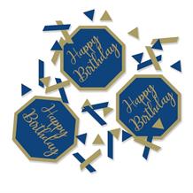 Navy Blue & Gold Geode Happy Birthday Party Confetti