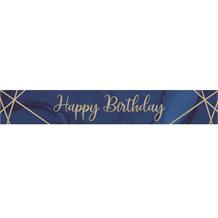 Navy Blue & Gold Geode Happy Birthday Foil Banner Decoration