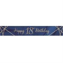 Navy Blue & Gold Geode 18th Birthday Foil Banner Decoration