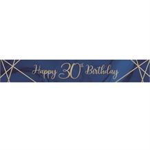 Navy Blue & Gold Geode 30th Birthday Foil Banner Decoration