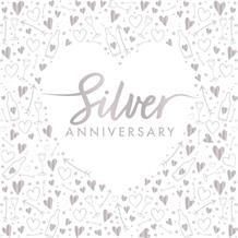 Silver Heart 25th Anniversary Napkins | Party Save Smile