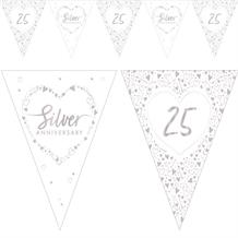 Hearts Silver Wedding Anniversary Bunting | Party Save Smile