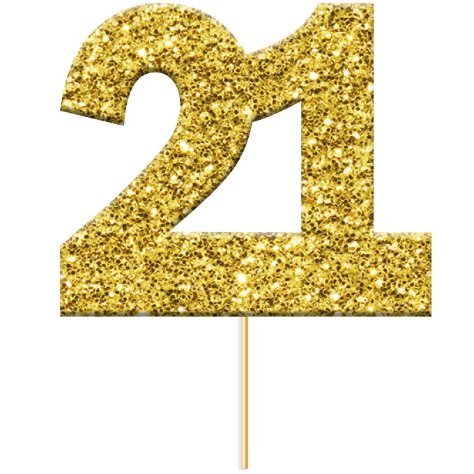 Glittering Gold 21st Cake Toppers | Party Save Smile