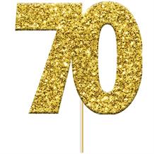 Glittering Gold 70th Birthday Cake Toppers | Party Save Smile