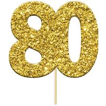 Glittering Gold 80th Birthday Cake Toppers | Party Save Smile