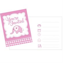 Pink Elephant Christening Party Invitations | Invites