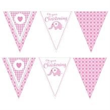 Pink Elephant Christening Party Flag Banner | Bunting | Decoration