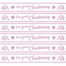 Pink Elephant Christening Foil Banner | Decoration