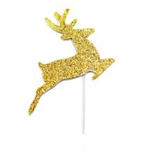 Gold Glitter Reindeer Cake Picks | Toppers Christmas Decorations