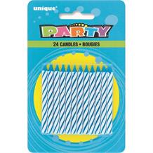 Birthday Party Blue Striped Cake Candles | Decorations