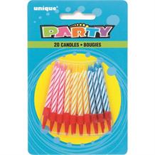 Birthday Party Striped Cake Candles | Decorations - Mixed Colours