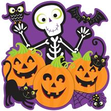Skeleton and Pumpkin Halloween Cutout | Decoration