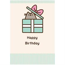 Pusheen Cat Happy Birthday Glitter Present Greeting Card