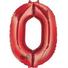 Anagram Red 35" Number 0 Supershape Foil | Helium Balloon