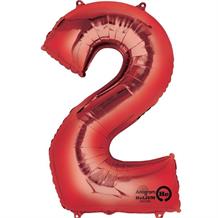 Anagram Red 35" Number 2 Supershape Foil | Helium Balloon