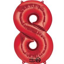Anagram Red 35" Number 8 Supershape Foil | Helium Balloon