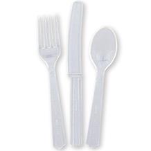 Clear Knife, Fork and Spoon Plastic Party Cutlery Set
