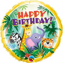 Jungle Animals Happy Birthday 18" Foil | Helium Balloon