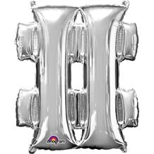 Anagram Silver 34" # Hash Tag Symbol Supershape Foil | Helium Balloon