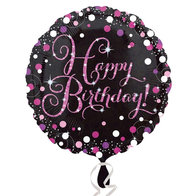 Pink Sparkling Happy Birthday 18&#34; Foil | Helium Balloon
