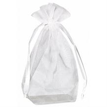 White Wedding Organza Favour Bag with Box Bottom