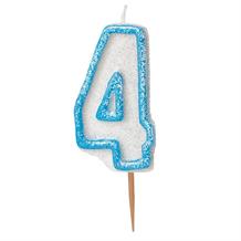 Blue Glitz Number 4 Birthday Cake Candle | Decoration