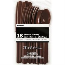 Brown Knife, Fork and Spoon Plastic Party Cutlery Set