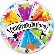 Congratulations Colour Blast 22" Qualatex Bubble Party Balloon