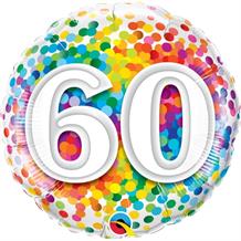 Age 60 Rainbow Confetti Birthday 18" Foil | Helium Balloon