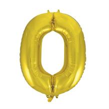 Gold 34" Number 0 Supershape Foil | Helium Balloon