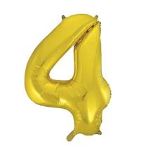 Gold 34" Number 4 Supershape Foil | Helium Balloon