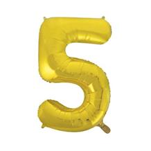 Gold 34" Number 5 Supershape Foil | Helium Balloon