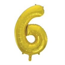 Gold 34" Number 6 Supershape Foil | Helium Balloon