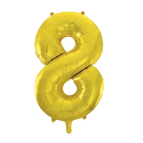 Gold 34&#34; Number 8 Supershape Foil | Helium Balloon