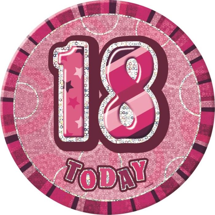 Pink Glitz 18 Today Birthday Badge