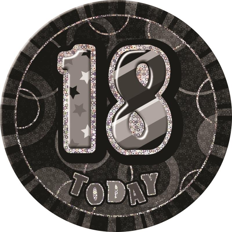 Black and Silver Glitz Party 18th Birthday Badge