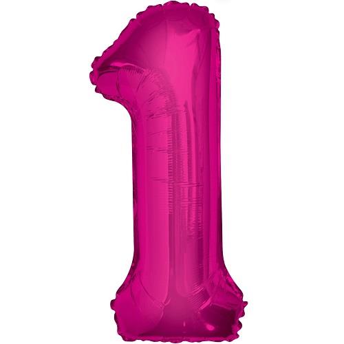 Pink Glitz 34&#34; Number 1 Supershape Foil | Helium Balloon