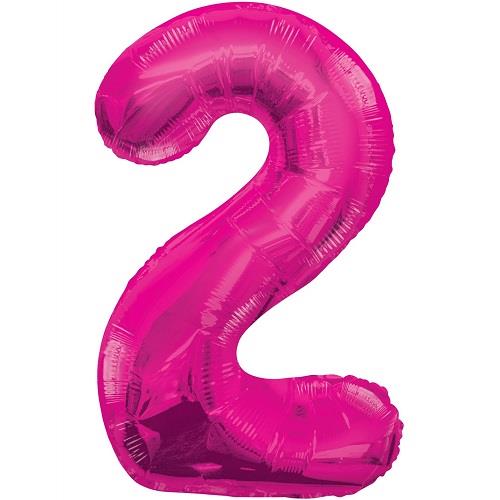 Pink Glitz 34&#34; Number 2 Supershape Foil | Helium Balloon