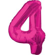 Pink Glitz 34" Number 4 Supershape Foil | Helium Balloon