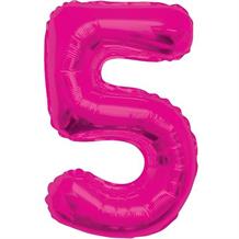 Pink Glitz 34" Number 5 Supershape Foil | Helium Balloon
