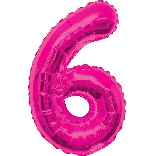 Pink Glitz 34&#34; Number 6 Supershape Foil | Helium Balloon