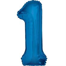 Blue Glitz 34" Number 1 Supershape Foil | Helium Balloon