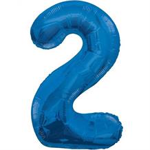 Blue Glitz 34" Number 2 Supershape Foil | Helium Balloon