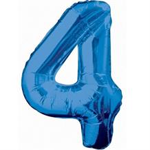 Blue Glitz 34" Number 4 Supershape Foil | Helium Balloon