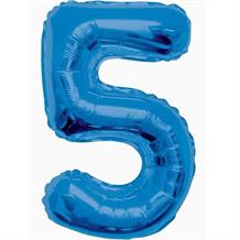 Blue Glitz 34" Number 5 Supershape Foil | Helium Balloon