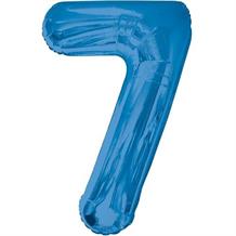 Blue Glitz 34" Number 7 Supershape Foil | Helium Balloon