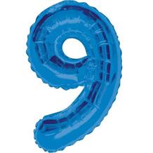 Blue Glitz 34" Number 9 Supershape Foil | Helium Balloon