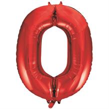 Red 34" Number 0 Supershape Foil | Helium Balloon