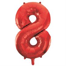 Red 34" Number 8 Supershape Foil | Helium Balloon