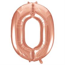 Rose Gold 34" Number 0 Supershape Foil | Helium Balloon
